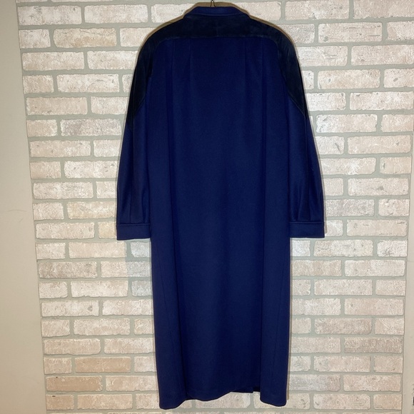 VTG Fashions by Jill 100% Pure Wool Full Length Coat - Navy w/ Suede Details - Picture 8 of 11
